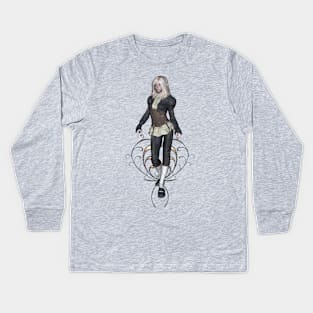 Wonderful steampunk girl Kids Long Sleeve T-Shirt